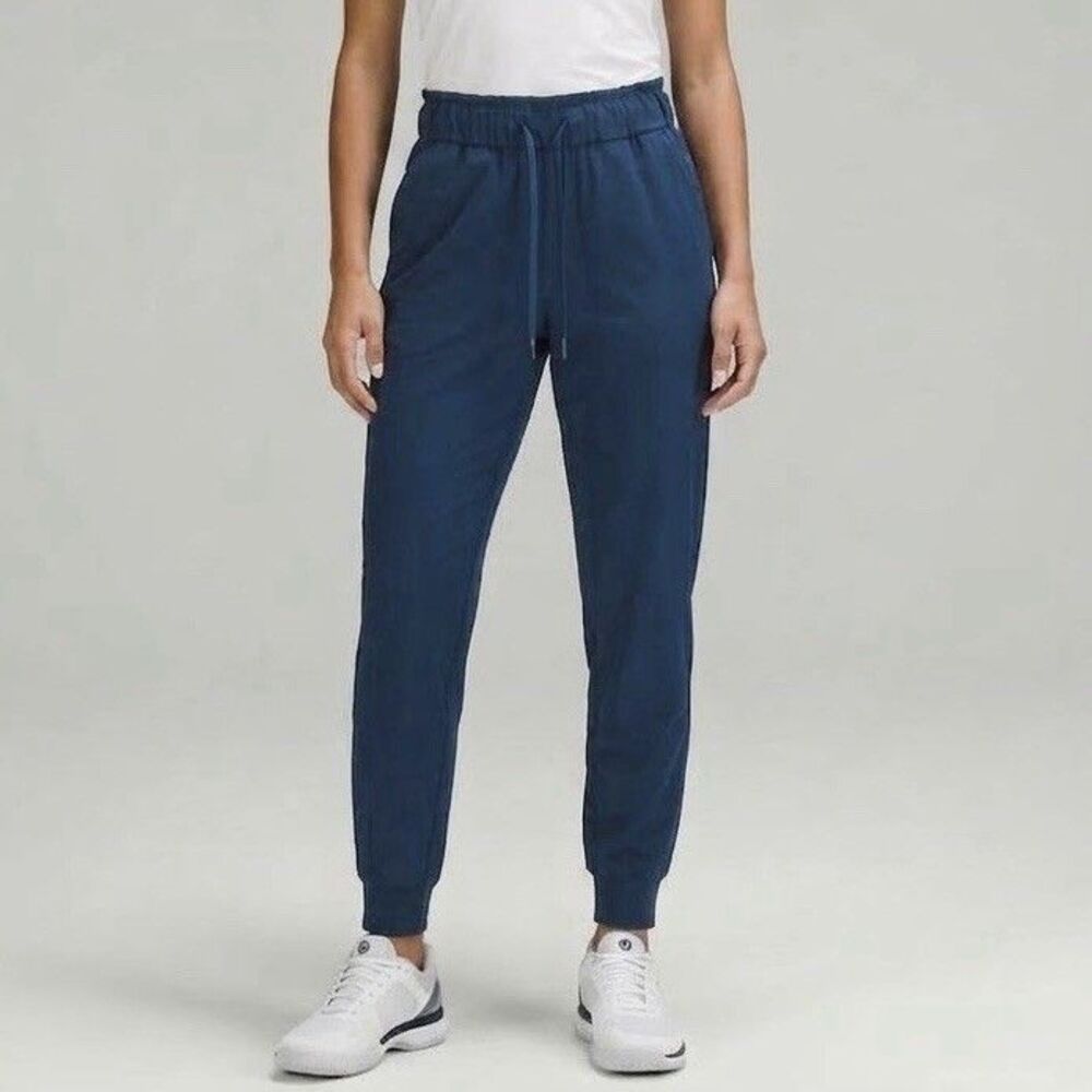 Lululemon Stretch High Rise Jogger Pants Women Sz 4 Navy Blue Luxtreme Gym Run